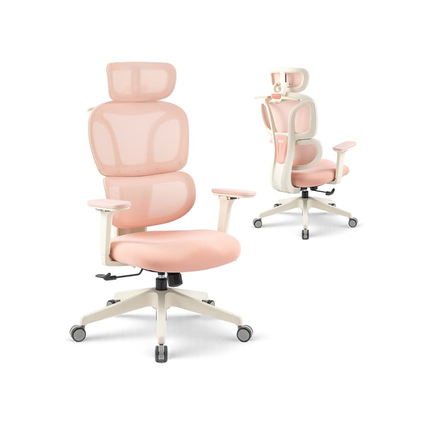 MotionGrey Mellow Ergonomic Office Chair-Comfy High Mesh Back Support with Adjustable Armrests - Pink Desk Computer Chairs Perfect for Home Gaming and Offices - With Class 4 Piston