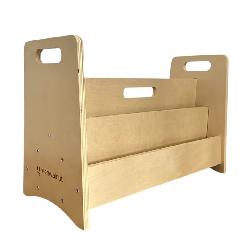 Double-Sided Wooden Montessori Bookshelf for Kids | Book Storage for kids