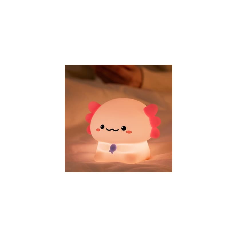 Cute Axolotl Silicone Night Light, Sitting Baby Newt Silicone Nursery Night Lamp, Rechargeable Table Lamp Bedside Lamp