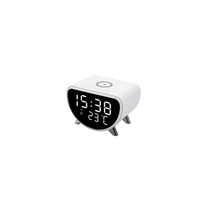 15w 3 in 1 wireless charger with clock, alarm, thermometer function, smart wireless charging white
