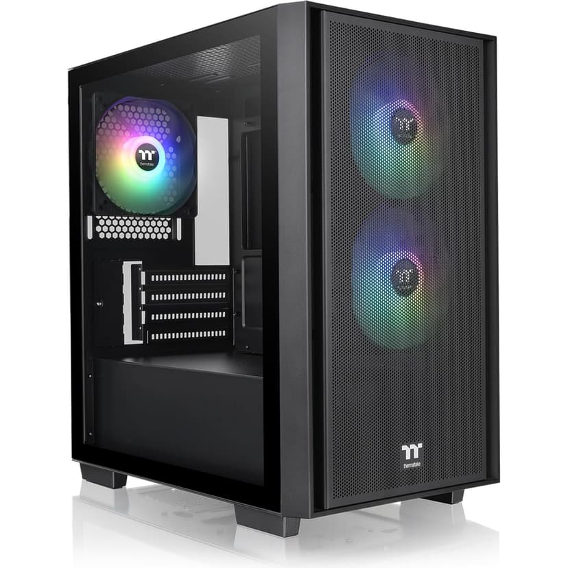Thermaltake Versa H16 TG ARGB Black Micro ATX Tower Case with Tempered Glass Side Panel, 3 Pre-Installed ARGB Fans
