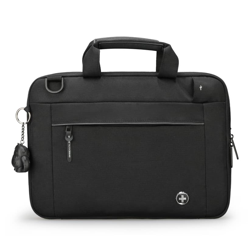 Swissdigital Bolligen 14" Laptop Sleeve Bag – USB Charging, Water-Repellent, Add-A-Bag System, Padded Protection, Travel