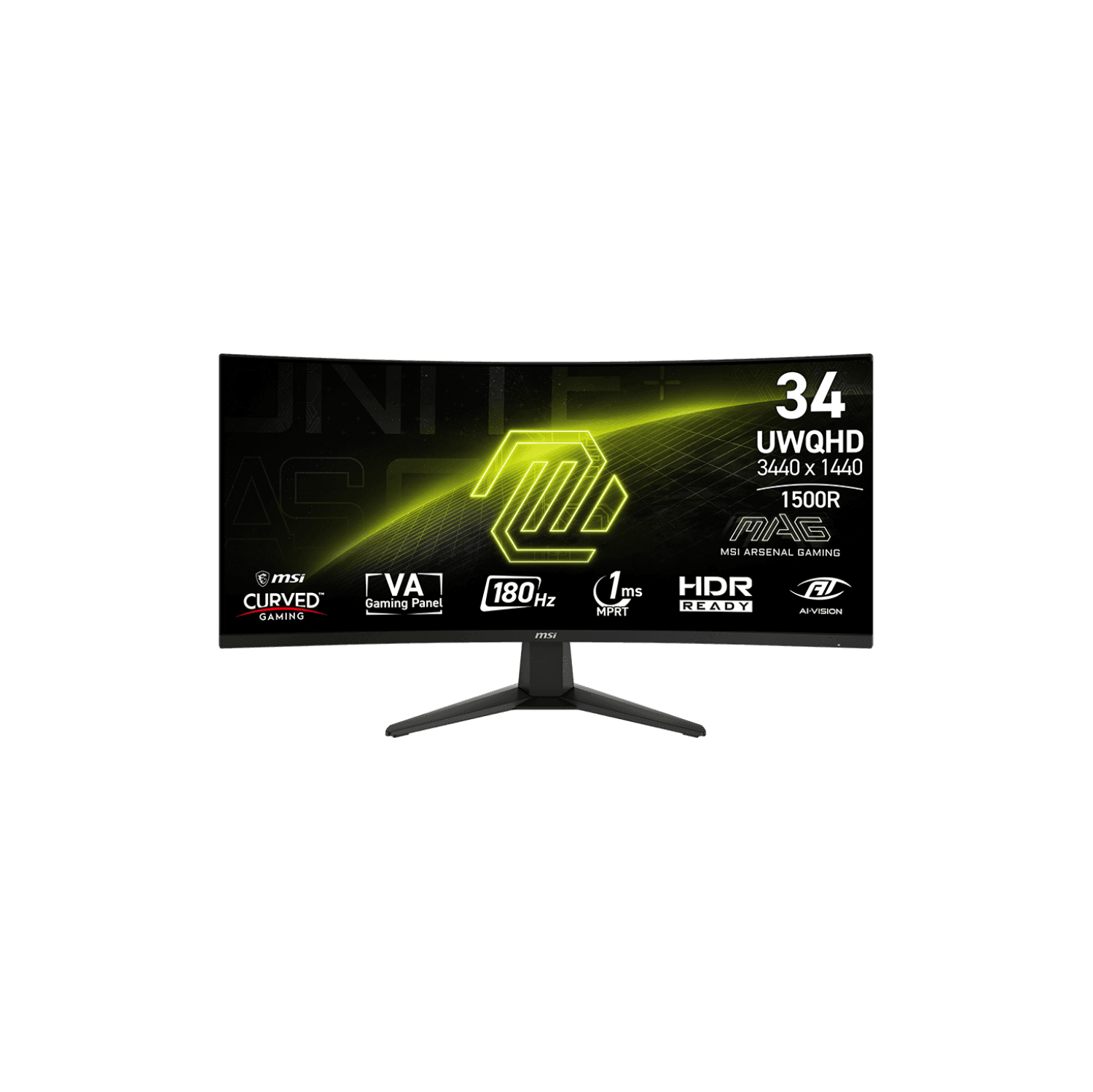 MSI 34" MAG 346CQ UWQHD 180Hz 1ms Adaptive Sync Gaming Monitor with HDR ready (DisplayPort, HDMI) - Metallic Black
