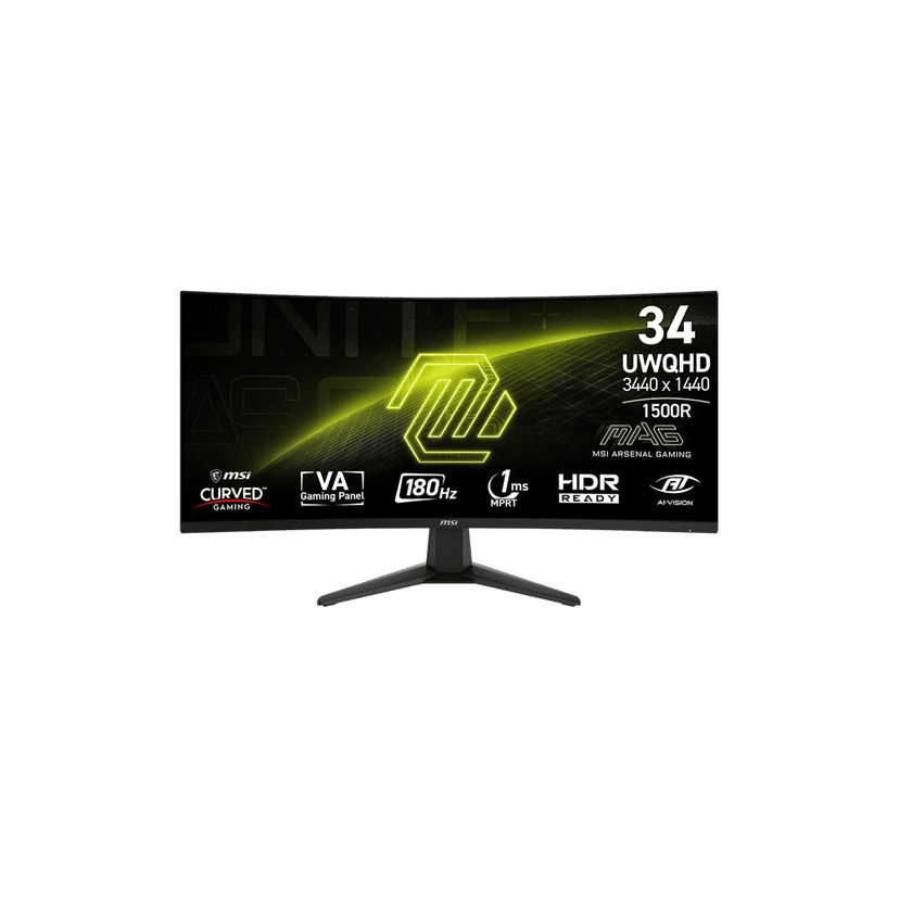 MSI 34" MAG 346CQ UWQHD 180Hz 1ms Adaptive Sync Gaming Monitor with HDR ready (DisplayPort, HDMI) - Metallic Black