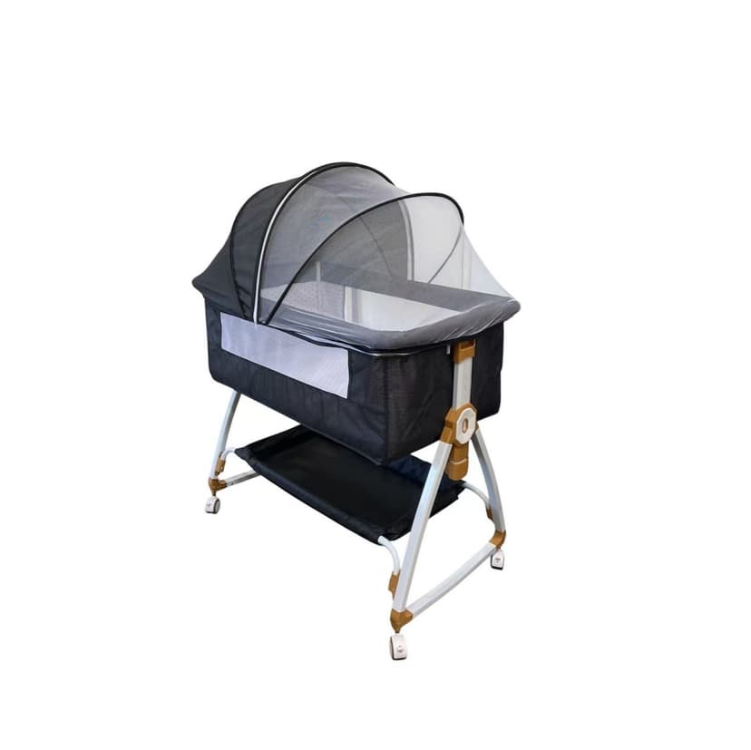 Maxxus Baby Bassinet Bedside Sleeper with Cradle Function and Lockable Wheels, Storage Tray, Breathable Mesh Sides and Cover, 7-Height Adjustable, Easy-Fold Crib for Newborns