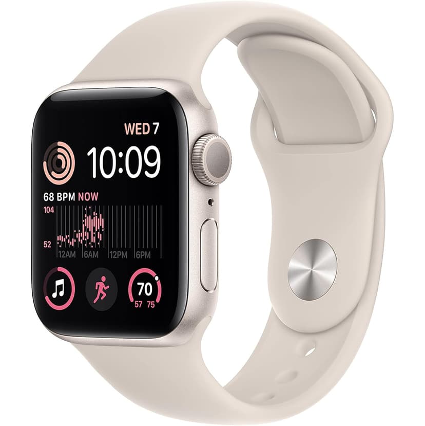 Apple Watch SE (2nd Gen) (GPS, 40mm) - Starlight Aluminum Case with Starlight Sport Band, S/M - Open Box