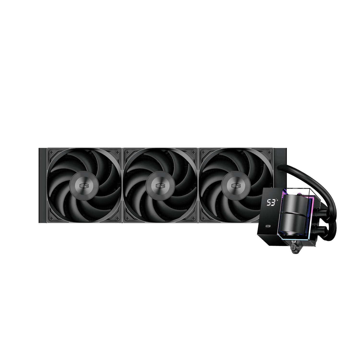 PCCOOLER CPS DS360 AIO CPU Liquid Cooler, 360mm Radiator, 310W TDP, ARGB LEDs & Digital Display, Aluminum Pump Cover, for Intel LGA 1851/1700/1200/115X & AMD AM5/AM4, Black