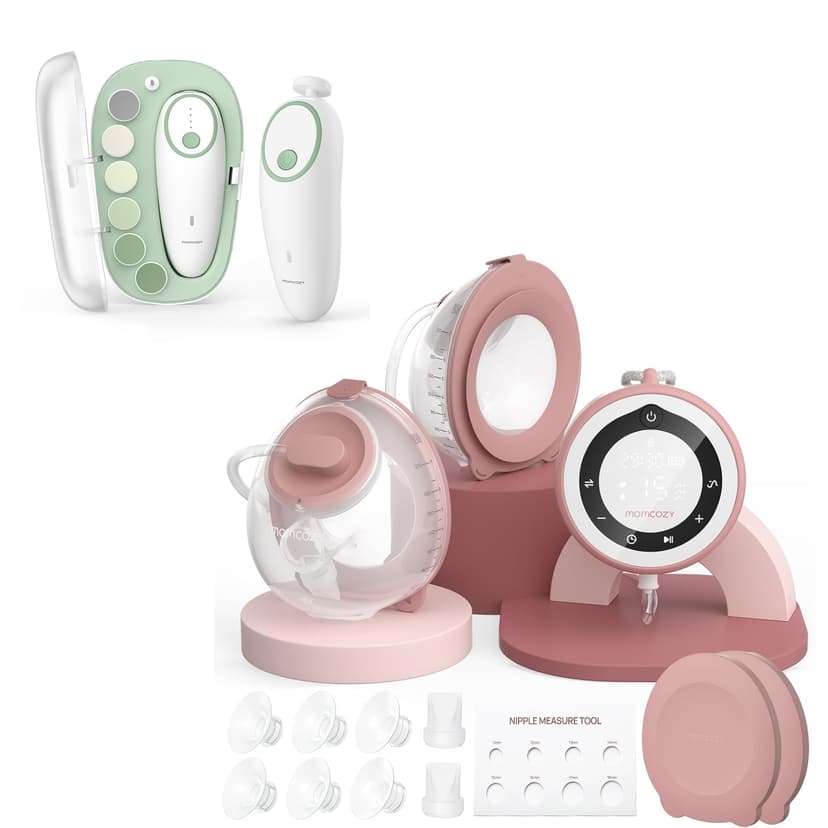 Momcozy Breast Pump V1 Pro Hospital-Grade, Hands-Free Portable Wearable Pump & Momcozy Baby Nail File Electric, Gentle Baby Nail Trimmer Electric