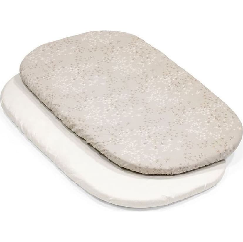 Stokke Snoozi 2-Pack Fitted Bassinet Sheets - Dandelion Beige/Vanilla Cream