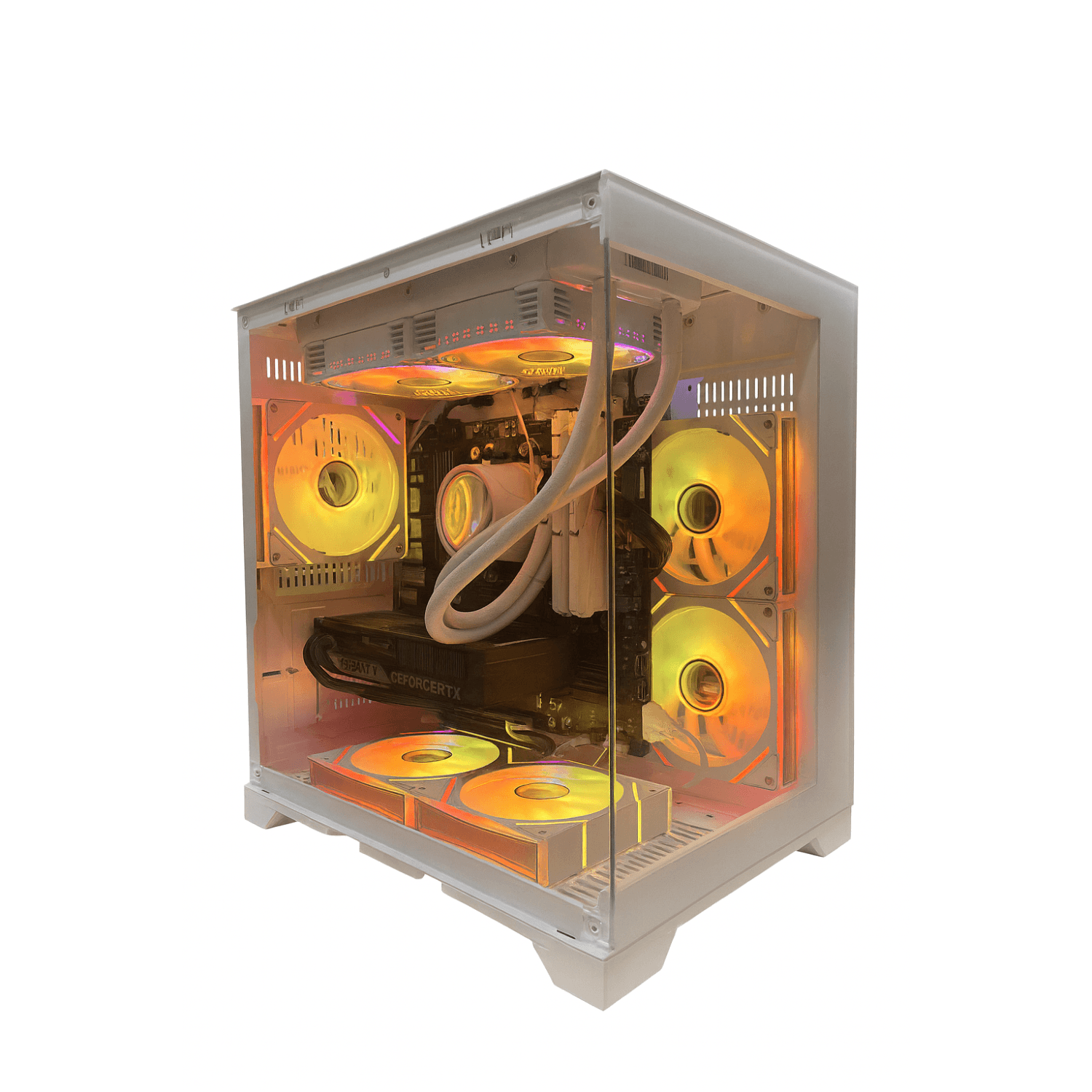 PcTech Gaming PC - AMD Ryzen 5 7600X3D 32G DDR5 Ram NVIDIA RTX 5060 - 1TB M.2 NVMe SSD-240 Liquid Cooling- Win11 Pro, White