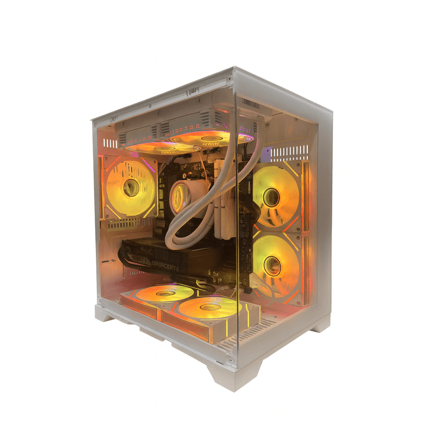 PcTech Gaming PC - AMD Ryzen 5 7600X3D 32G DDR5 Ram NVIDIA RTX 5070 Ti - 1TB M.2 NVMe SSD-240 Liquid Cooling- Win11 Pro, White