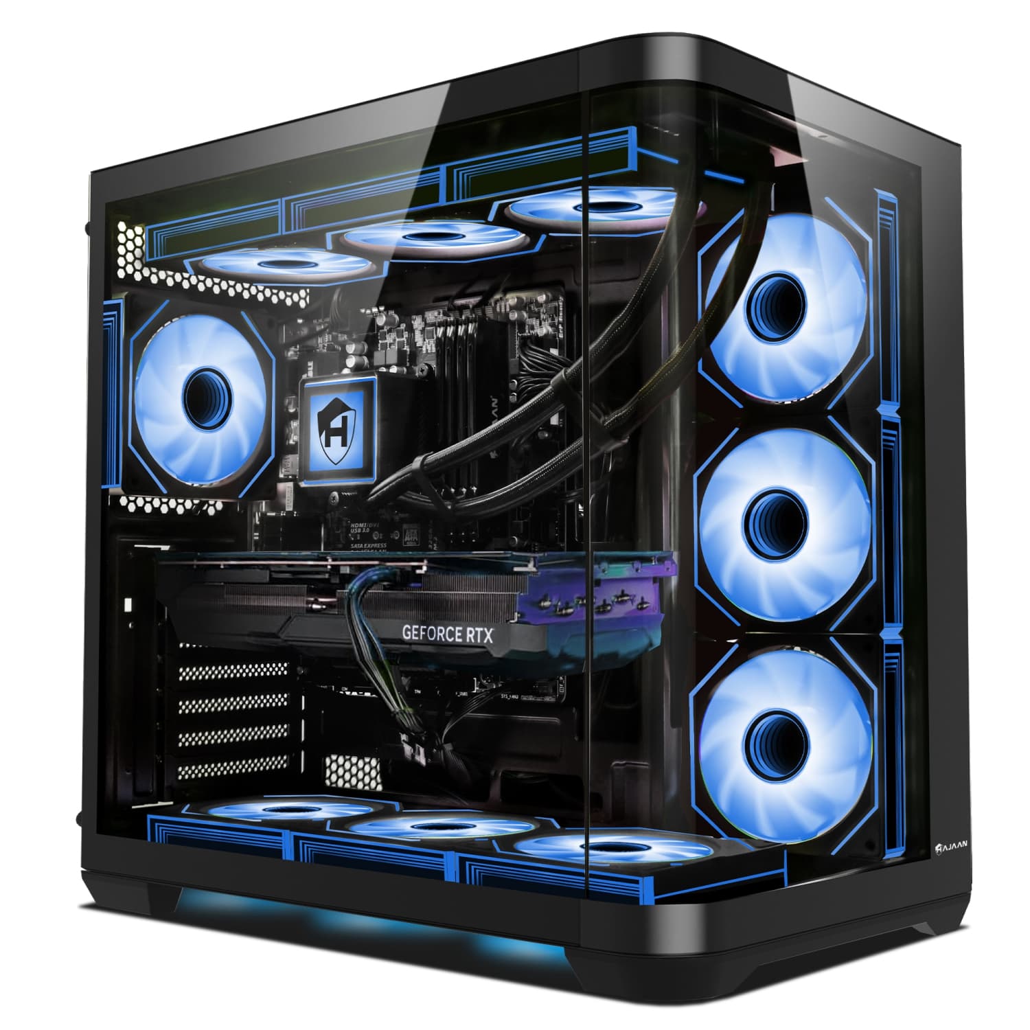 HAJAAN Gaming Desktop PC, Intel Core Ultra 7 265KF, GeForce RTX 5070 12GB GDDR7, AI-Enhanced Graphics, 32GB DDR5, 2 TB NVMe SSD, Liquid Cooling, Wi-Fi, Window 11 Pro