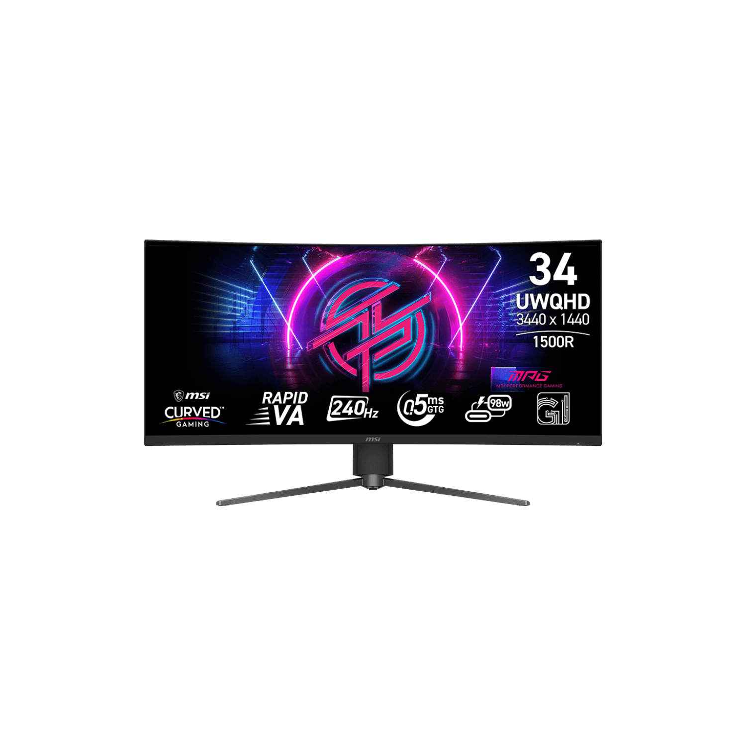 MSI 34" 3440 x 1440 (UWQHD) 240Hz 0.5ms (GTG) Curved Rapid VA Gaming Monitor Tilt and Height adjustable (MPG 346CQRF X24)