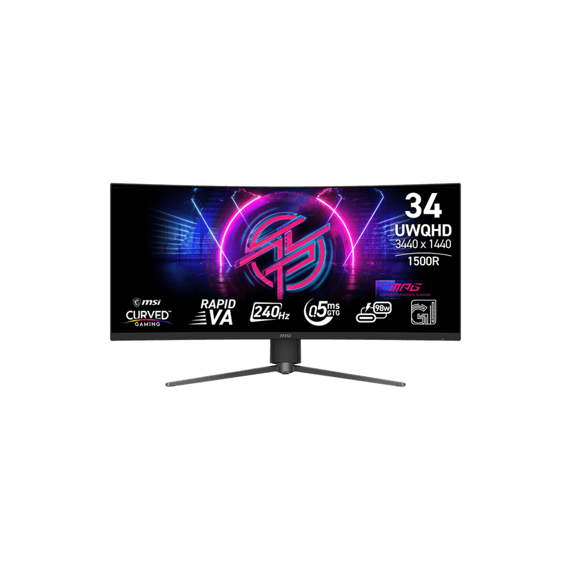 MSI 34" 3440 x 1440 (UWQHD) 240Hz 0.5ms (GTG) Curved Rapid VA Gaming Monitor Tilt and Height adjustable (MPG 346CQRF X24)