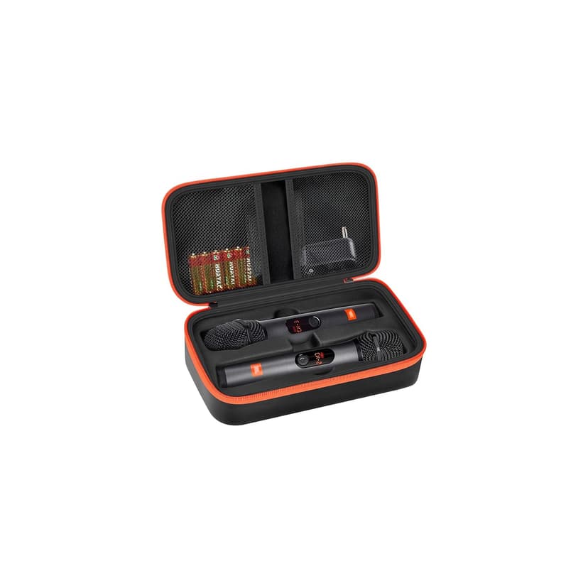 Wireless Microphone Case Compatible with JBL Wireless Two Microphone System, Handheld Dual Mic Travel Bag for Singing or Karaoke for Receivers, Adapters, AA Batteries(Box Only)