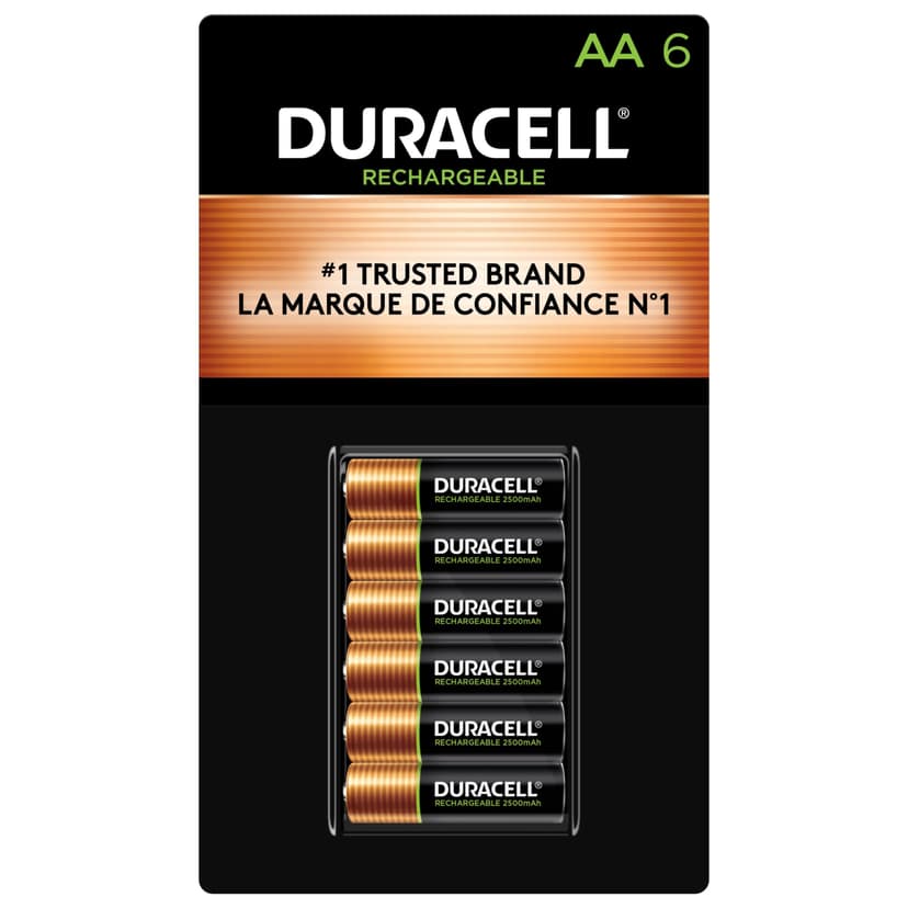 Duracell Rechargeable AA 2500mAh Batteries, 6 Count (Pack of 1), Double A Battery for Long-Lasting Power, All-Purpose ..