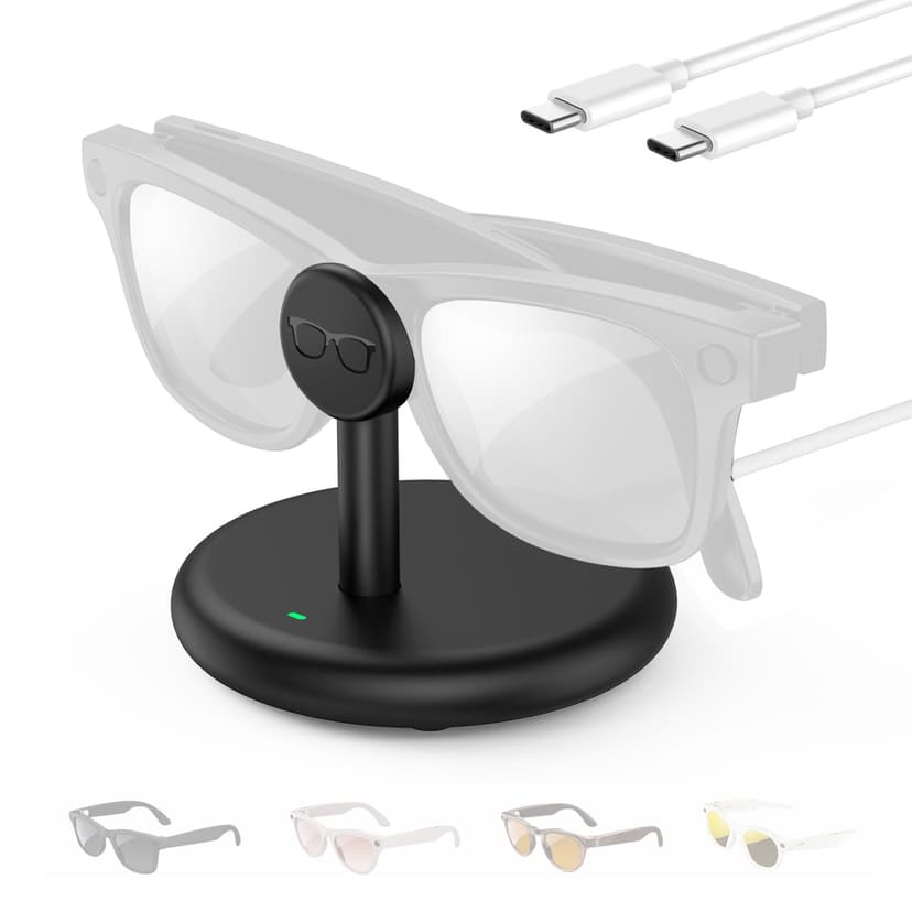 Charging Station For Ray-Ban Meta Smart Glasses, Charging Stand Compatible with Wayfarer, Headliner, Skylar, Compact Portable Travel charger For meta glasses