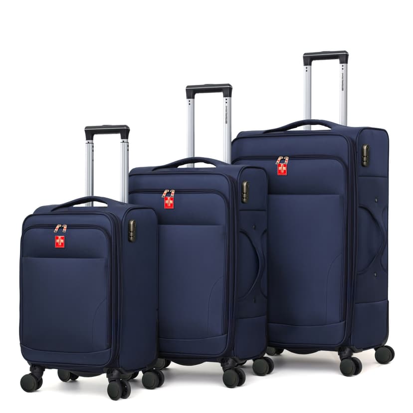 SWISS VELARI 3 PC Softside Luggage Set (20", 29", 32") Waterproof Oxford Fabric, Anti-Theft Zipper