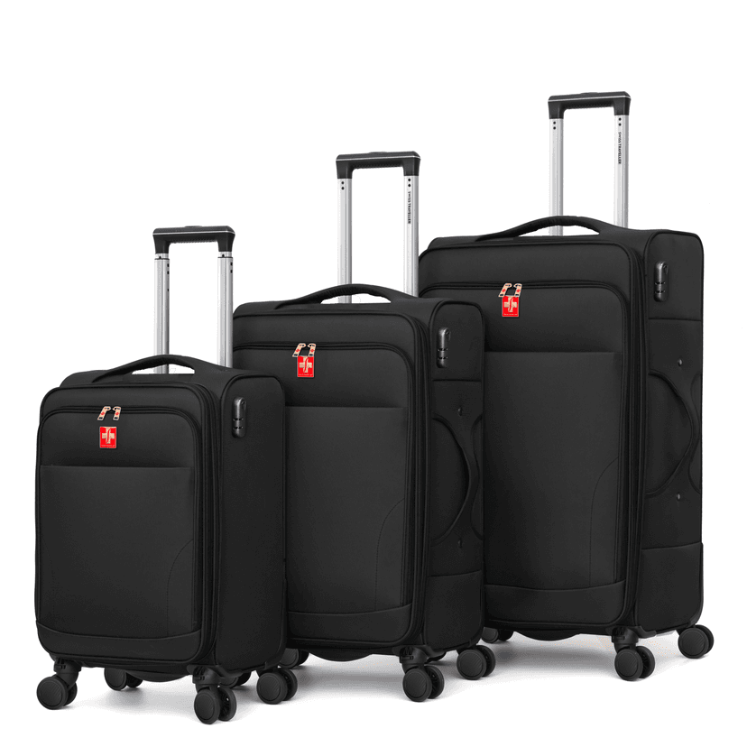 SWISS VELARI 3 PC Softside Luggage Set (20", 29", 32") Waterproof Oxford Fabric, Anti-Theft Zipper