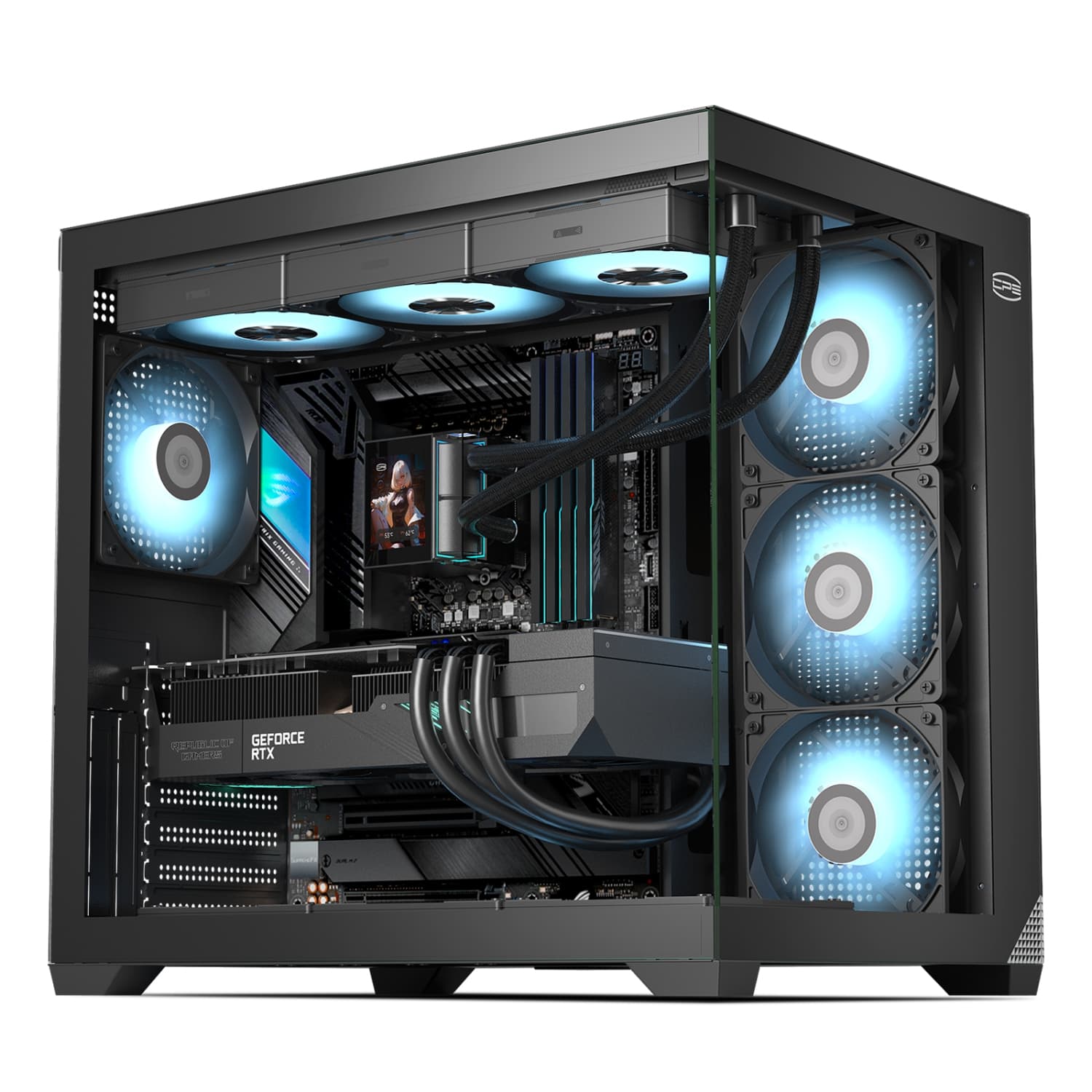 PCCOOLER CPS C3 T700 PC Case, Dual-Chamber Mid-Tower ATX Case, High-Airflow Computer Case, BTF Motherboard Supports, Sturdy Tempered Glass Panels, Black (Fans Not Included)