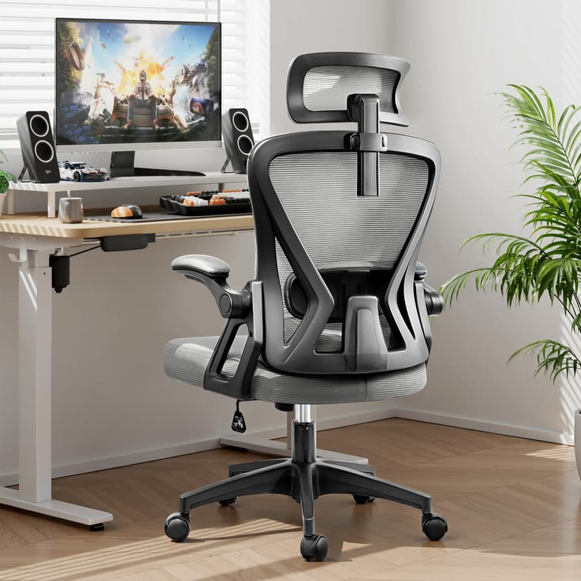 Ergonomic High-back Office Chair, Adjustable Home Office Mesh Desk Chair with Headrest/Flip-up Armrests, Task Computer Chair for Home/Office
