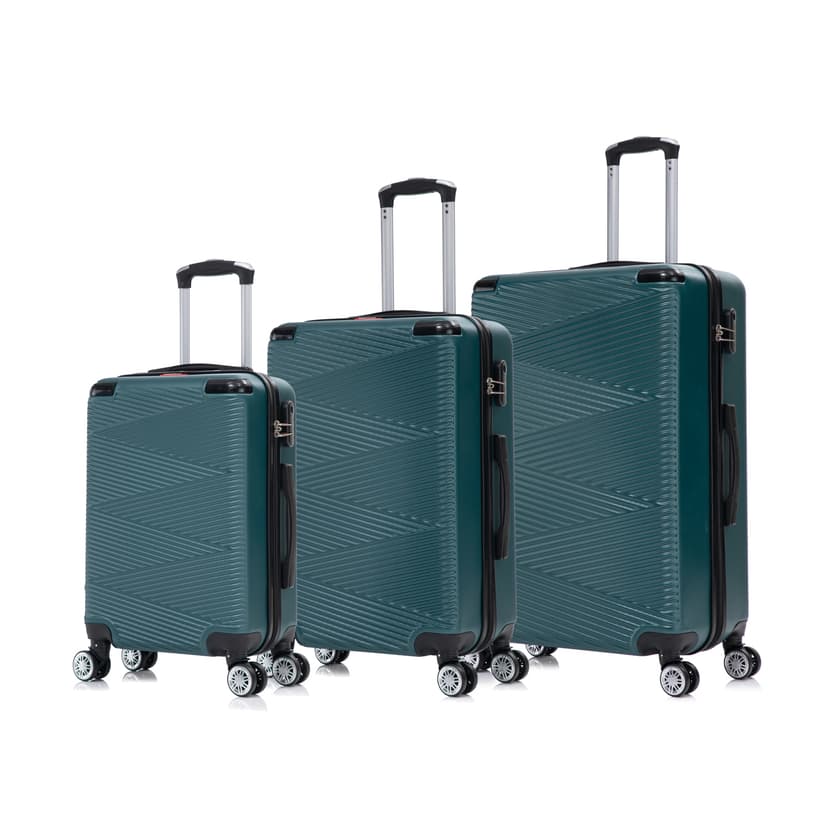 Swiss Traveller VEROSSA ABS Hardshell Lightweight Luggage Set with Dual Glide Tech Wheels System & Secure Combination Lock (20” / 24” / 28”) - Metallic Green