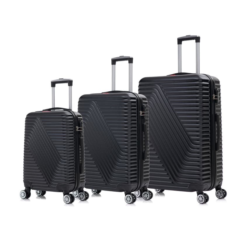 Swiss Traveller SHELLAR ABS Hardshell Durable and Lightweight Luggage Set with Glide Tech Wheels System & Secure Combination Lock (20” / 24” / 28”) - Black