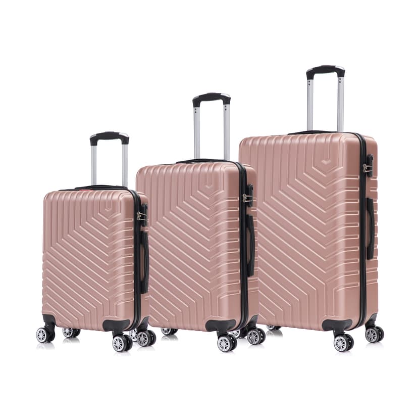Swiss Traveller TRAVARO ABS Hardshell Lightweight Luggage Set with Dual Glide Tech Wheels System & Secure Combination Lock (20” / 24” / 28”) - Rose Gold