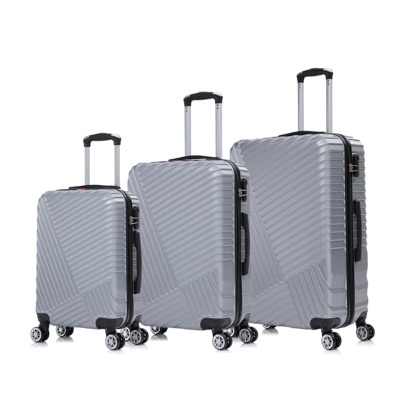 Swiss Traveller STEELARA ABS Hardshell Lightweight Luggage Set with Dual Glide Tech Wheels System & Secure Combination Lock (20” / 24” / 28”) - Titanium Silver