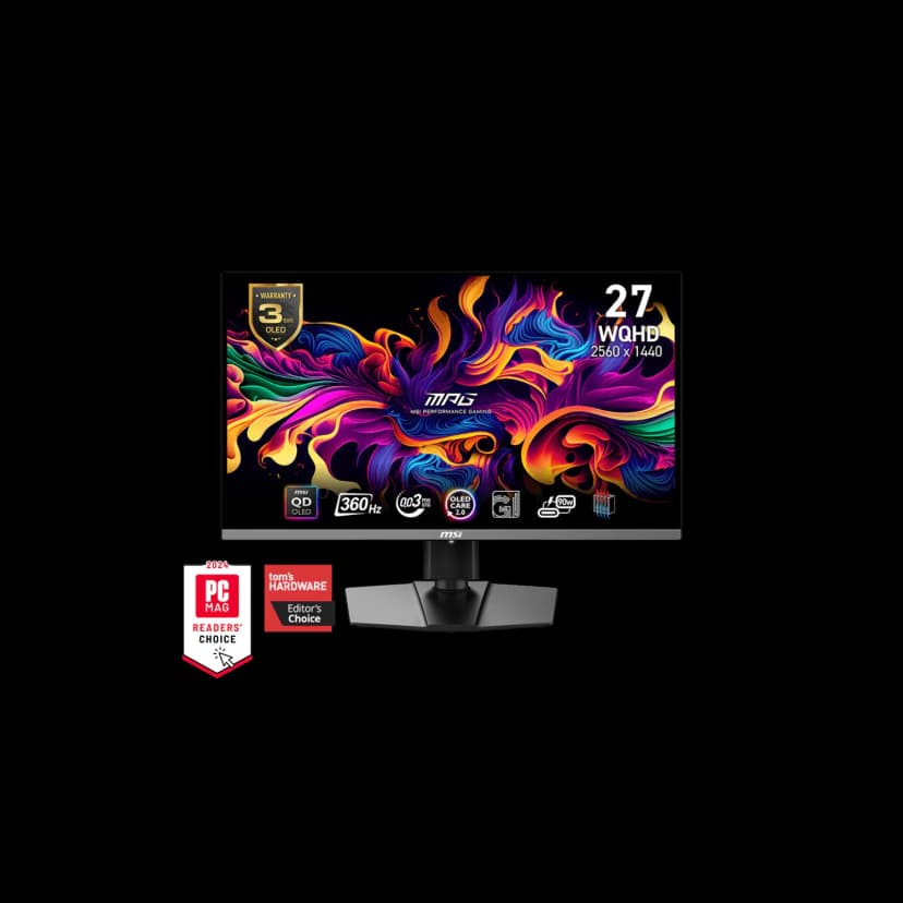 MSI 27" 2560 x 1440 (QHD) 360Hz 0.03ms (GTG) QD-OLED Gaming Monitor, HDR True Black 400, Clear MR13000, Type-C 90W, Height adjustable (MPG 271QRX QD-OLED)
