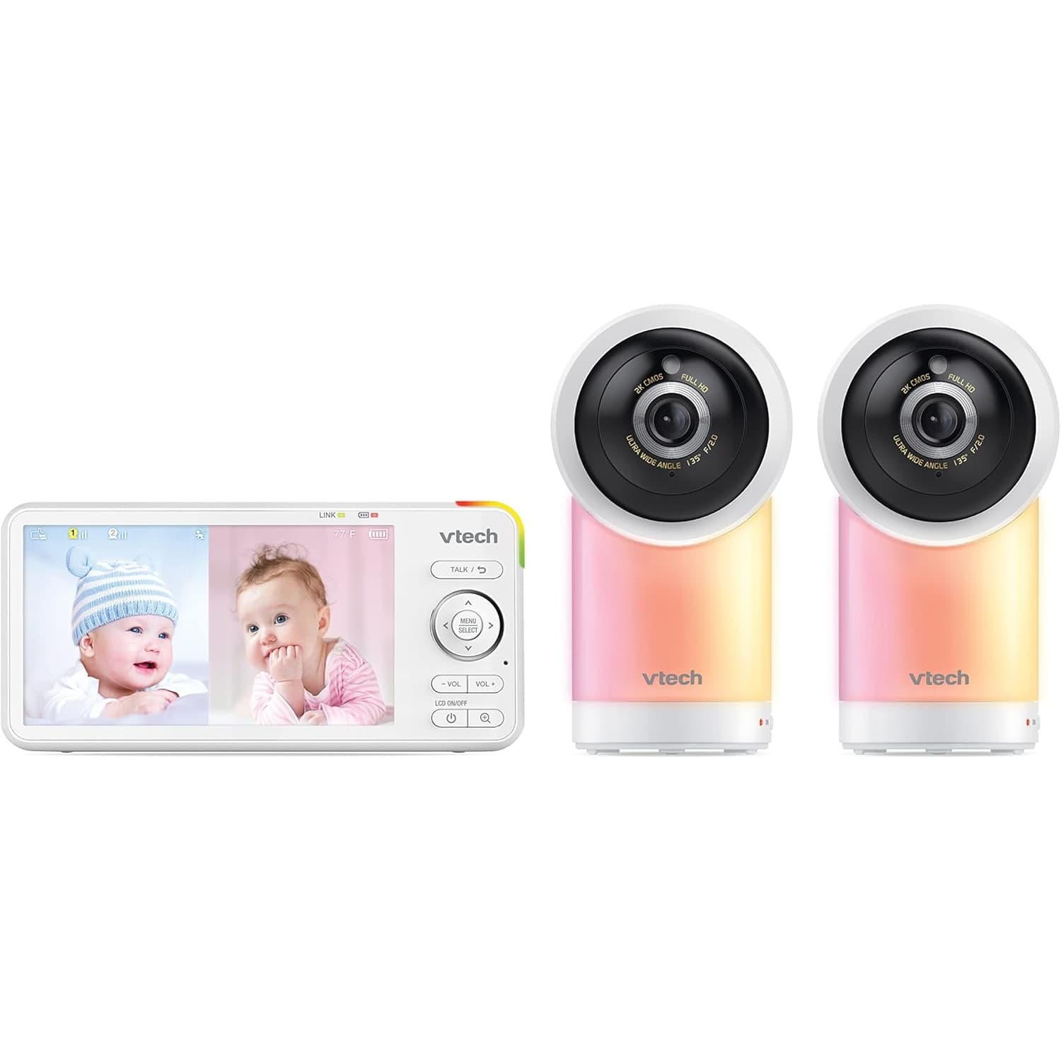 VTech RM5766-2HD 2-Camera Smart WiFi Baby Monitor – 1080p Video, 5″ HD Display, 360° Pan & Tilt, Night Light