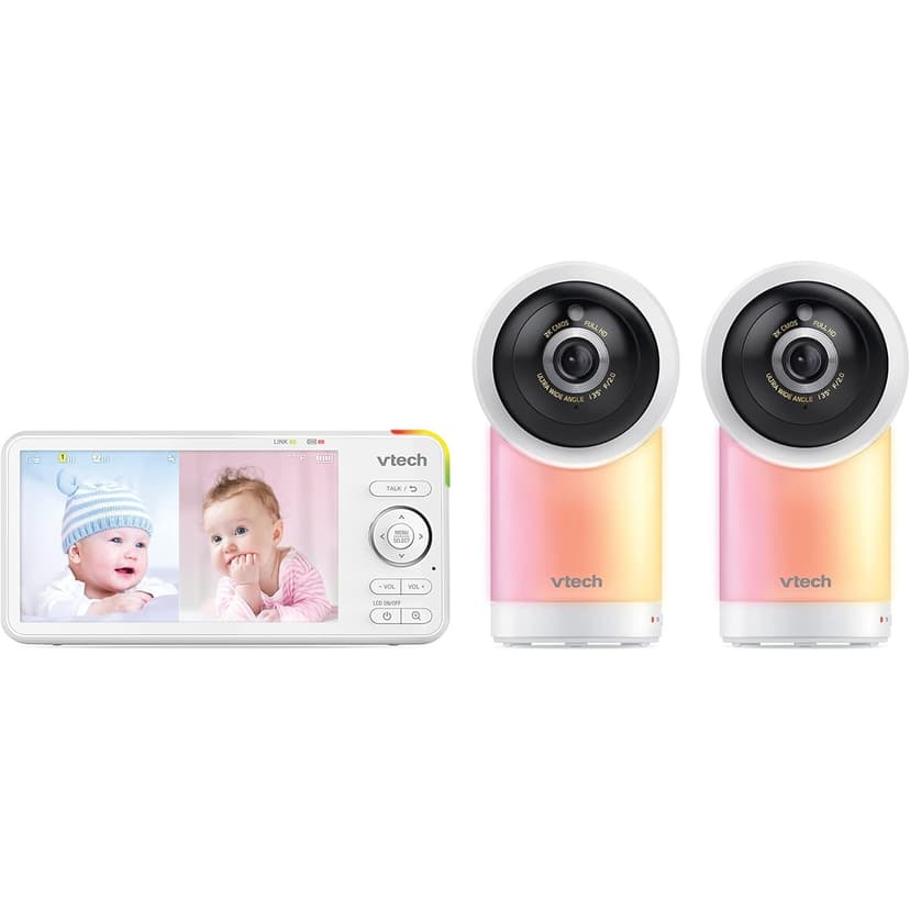 VTech RM5766-2HD 2-Camera Smart WiFi Baby Monitor – 1080p Video, 5″ HD Display, 360° Pan & Tilt, Night Light