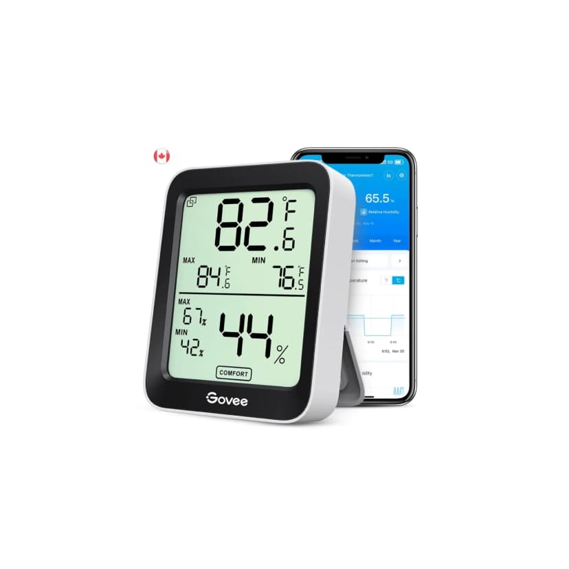 Bluetooth Hygrometer Thermometer Indoor Temperature Humidity Sensor with App Alerts LCD Display Data Logger