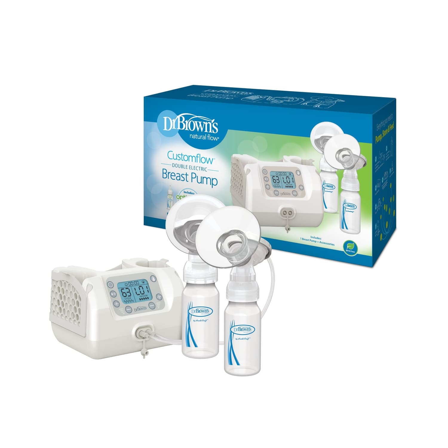 Dr. Brown's Customflow Double Electric Quiet Breast Pump with SoftShape Silicone Shields