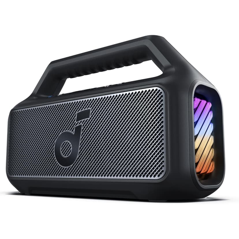 soundcore Boom 2 Outdoor Speaker, 80W, Subwoofer, BassUp 2.0, 24H Playtime, IPX7 Waterproof, Floatable, RGB Lights, USB-C, Custom EQ, Bluetooth 6.0, Portable(Renewed), Black