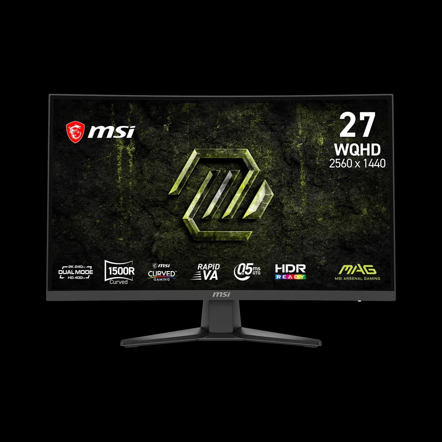 MSI 27" 2560 x 1440 (QHD) 240Hz QHD / 400Hz HD 0.5ms (GTG) Curved Rapid VA Gaming Monitor Tilt adjustable (MAG 275CQDF X24)