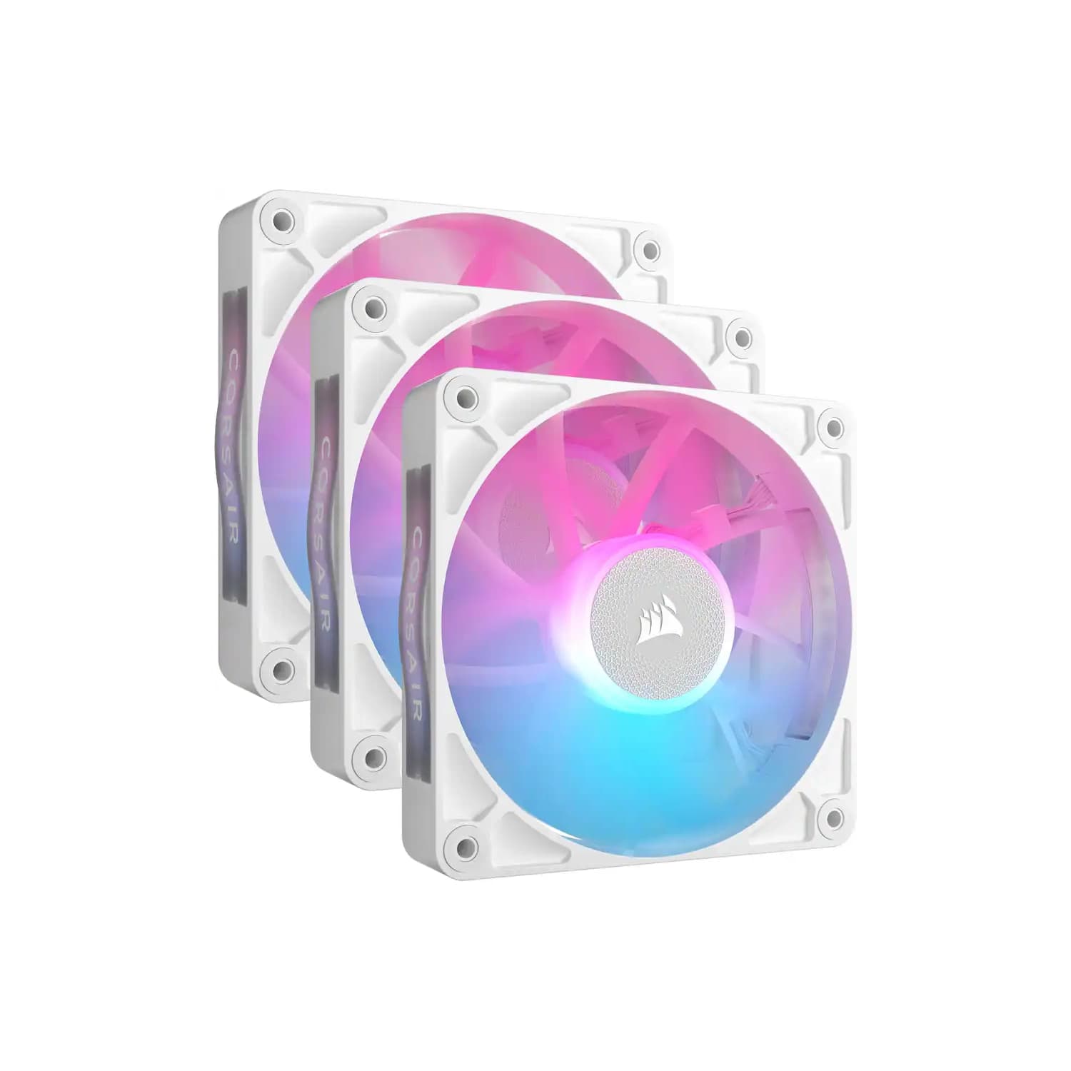 Corsair iCUE LINK RX120 RGB 120mm PWM Computer Case Fan Starter Kit (3-pack) - White (CO-9051022-WW)