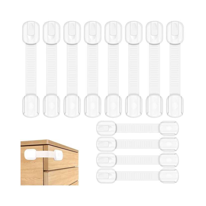 Child Safety Lock Straps – Adjustable Baby Proofing Lock – No Drill – 12pcs