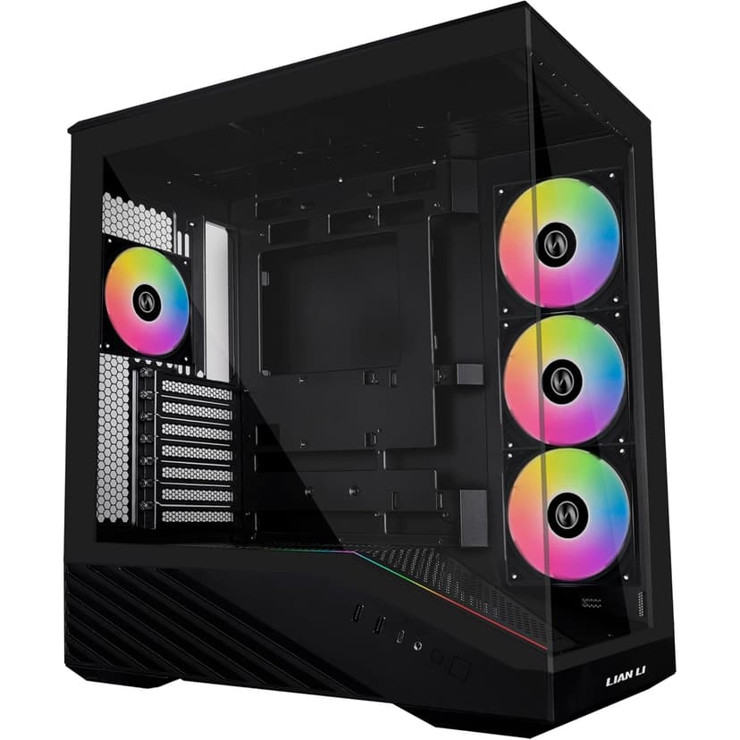 Lian Li V100 ATX Mid-Tower PC Case, 4 x 120mm ARGB PWM Fans Pre-Installed, LED RGB Strip, Display Platform w/ Tempered Glass, Support 420mm GPUs, 360mm Radiator, Optimized Airflow
