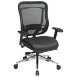 Big and Tall Executive High Back Black Chair with Mesh back and Leather Seat