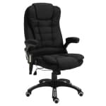 Vinsetto Massage Office Chair with with 6-Point Vibration, Linen Reclining Executive Office Chair with High Back, Swivel Wheels, Black