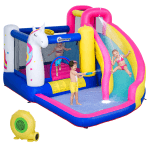 Outsunny Unicorn Bouncy Castle for Kids, Bounce House, Inflatable Water Slide Game, Ball Pit Pool, Climbing Wall, Basketball Hoop, Inflatable Game Toy, for 3-8, 12' x 10.5' x 7'