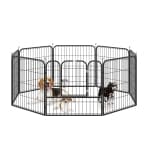 PawHut Dog Playpen, 31.5"W Heavy-Duty Metal Puppy Play Pen, Pet Exercise Fences for Outside and Indoor, DIY Design with Door for Medium Dogs, 8 Panels, 31.5"H