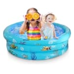 ISTAR 3 Rings Kiddie Pool for Toddler, 43”X12”，Kids Swimming Pool, Inflatable Baby Ball Pit Pool (Blue)