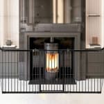 5 Panel DIY Foldable Metal Pet Playpen Baby Safety Gate Christmas Tree Fireplace Fence Stair Barrier, Hearth Gate BBQ Pet Safety Gate