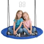 Outsunny 43" Saucer Swing Giant Hanging Tree Swing, Waterproof Nest Web Rope Seat, Adjustable Hanging Ropes for Children 3-12 Years Old, Indoor Outdoor, Backyard, Playground, Blue