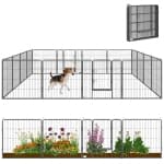 PawHut Dog Playpen, 31.5"W Heavy-Duty Metal Puppy Play Pen, Pet Exercise Fences for Outside and Indoor, DIY Design with Door for Medium Dogs, 16 Panels, 31.5"H
