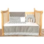 Bebelelo Minimalist Grey and White Chevron/Zigzag Bedding with Matching Feeding Pillow (5-piece Baby Crib Bedding Set, #300fp)