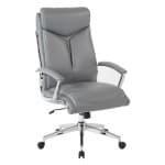 Executive Faux Leather High Back Chair with Padded Arms and Chrome Finish Base