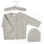 Baby Mode Signature 2-Piece Knit Cardigan and Hat Hanging Set - Grey (3-6 Months)
